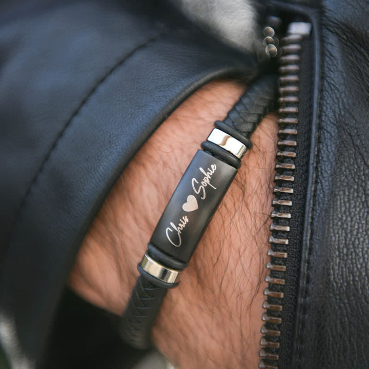 Idea regalo per anniversario con braccialetto in pelle PU con nome personalizzato