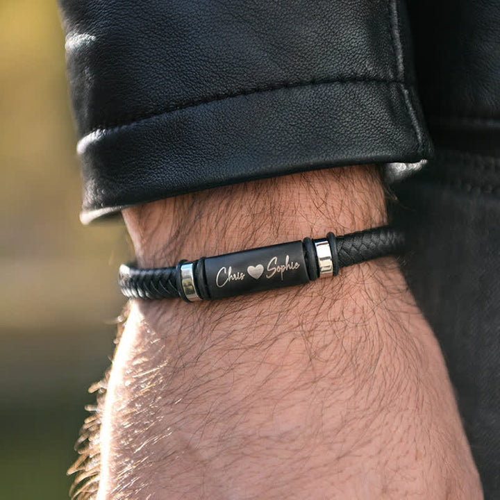 Idea regalo per anniversario con braccialetto in pelle PU con nome personalizzato