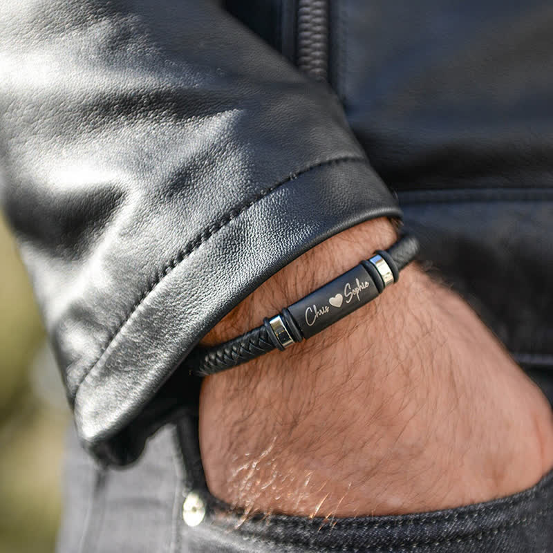 Idea regalo per anniversario con braccialetto in pelle PU con nome personalizzato