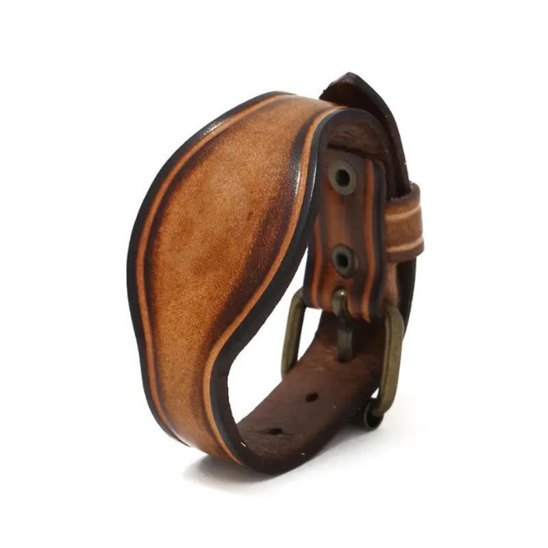Bracciale in pelle marrone retrò con nome personalizzato inciso al laser