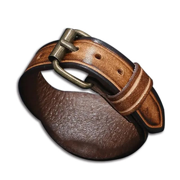 Bracciale in pelle marrone retrò con nome personalizzato inciso al laser