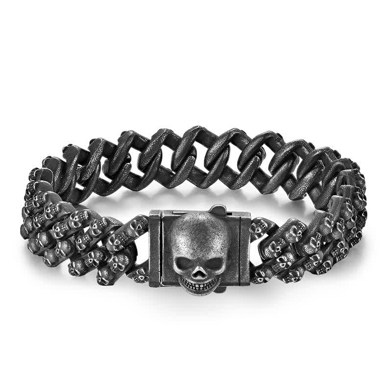 Braccialetto in argento con teschio motociclista punk gotico