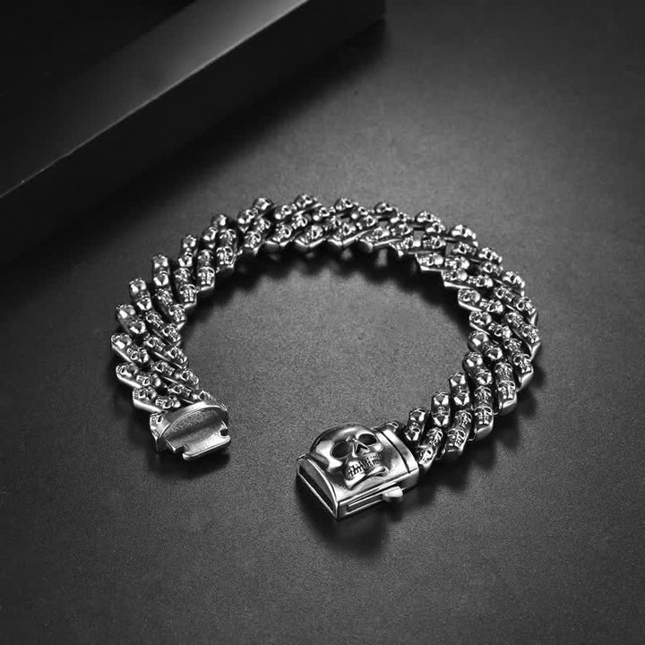 Braccialetto in argento con teschio motociclista punk gotico
