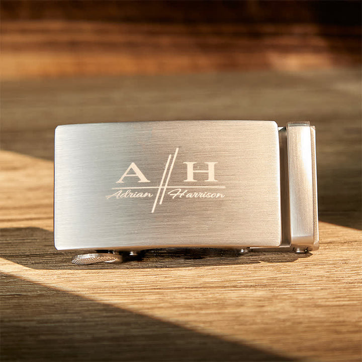 Idea regalo personalizzata Cintura in pelle con fibbia automatica fai da te personalizzata - Argento-Personalizzato - Senza cintura - Cintura non inclusa - image 5