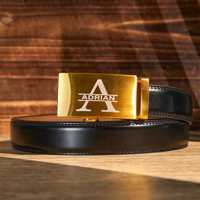 Cintura in pelle con fibbia automatica fai da te personalizzata, idea regalo in oro - image 1