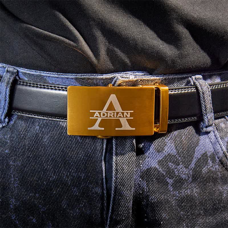 Cintura in pelle con fibbia automatica fai da te personalizzata, idea regalo in oro - image 2