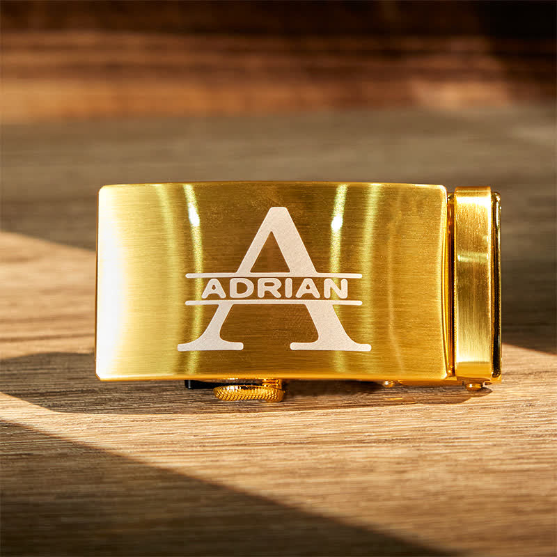 Cintura in pelle con fibbia automatica fai da te personalizzata, idea regalo in oro - Oro-Personalizzato - Senza cintura - Cintura non inclusa - image 3