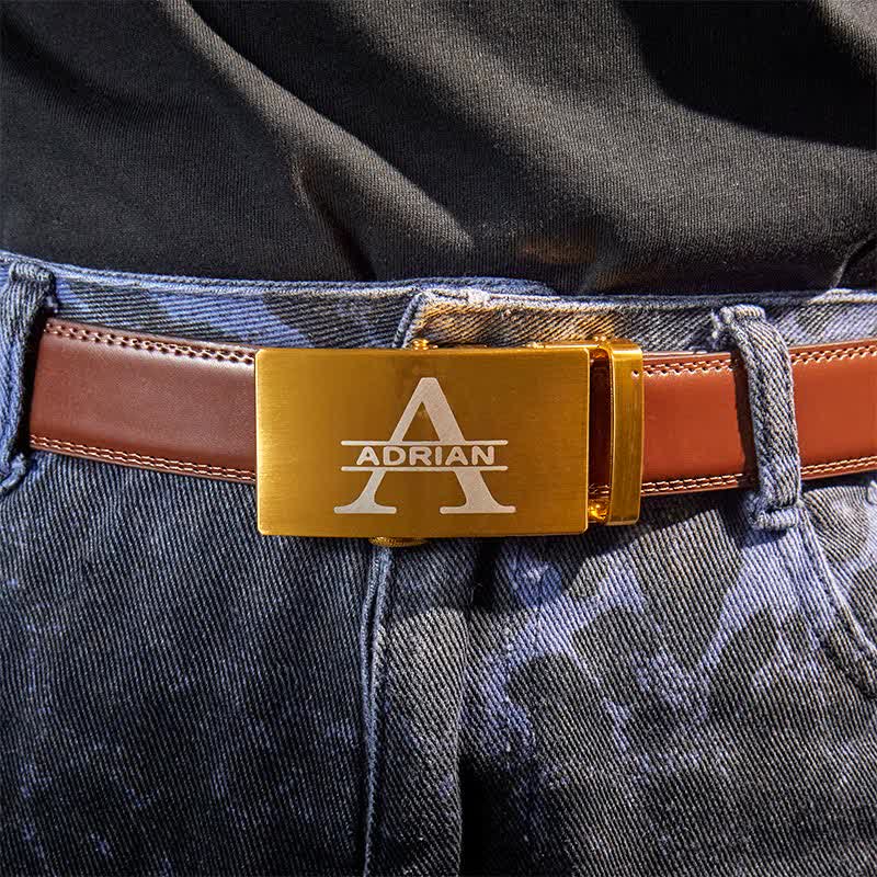 Cintura in pelle con fibbia automatica fai da te personalizzata, idea regalo in oro - image 8