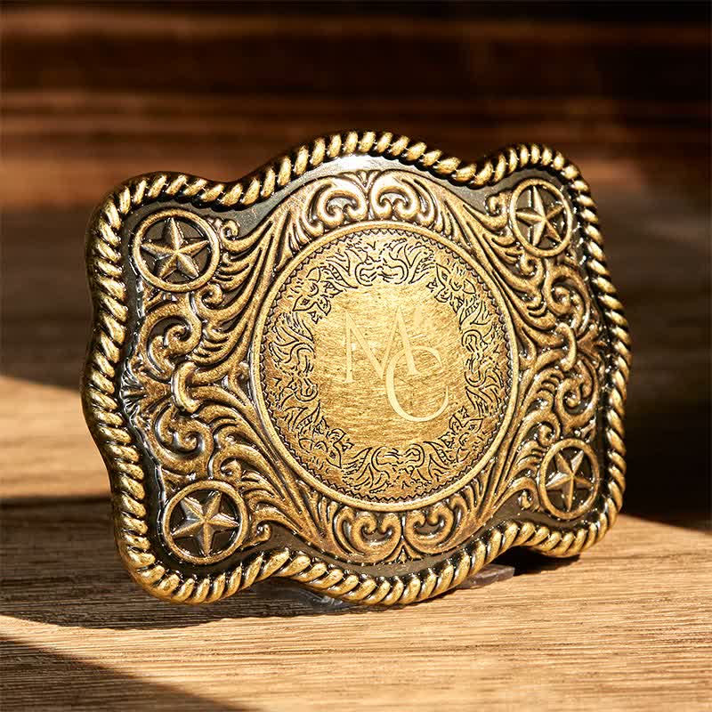 Cintura in pelle con fibbia western intagliata fai da te con monogramma personalizzato