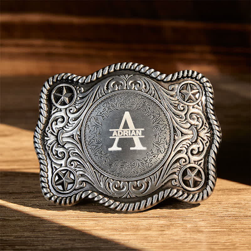 Cintura in pelle con fibbia western intagliata fai da te con monogramma personalizzato