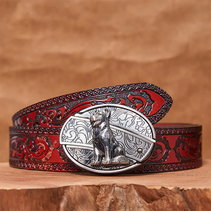 Cintura in pelle con coltello pieghevole nascosto fai da te Loyal Dog da uomo - Cane fedele - Cintura marrone intagliata - 42 - image 5