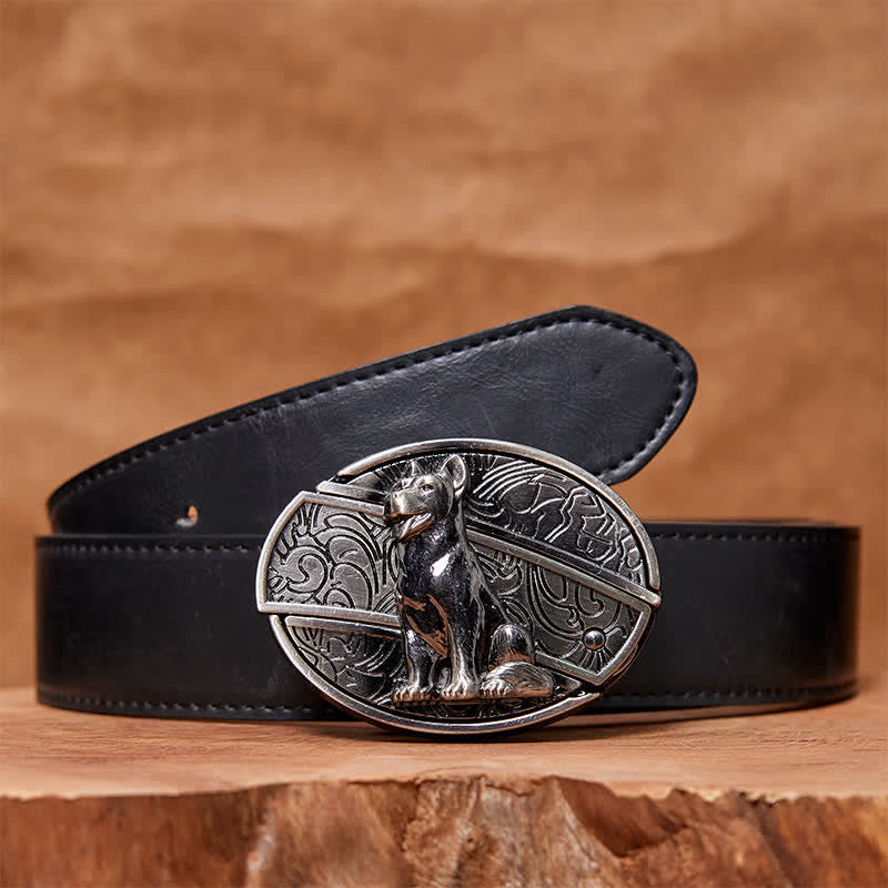 Cintura in pelle con coltello pieghevole nascosto fai da te Loyal Dog da uomo