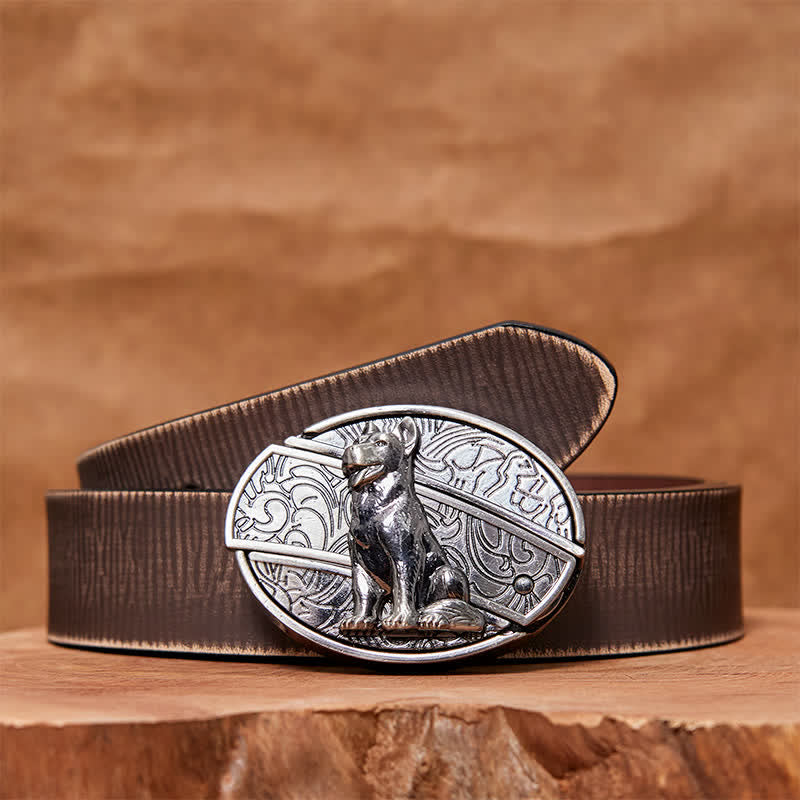 Cintura in pelle con coltello pieghevole nascosto fai da te Loyal Dog da uomo - Cane fedele - Cintura marrone anticata - 42 - image 7