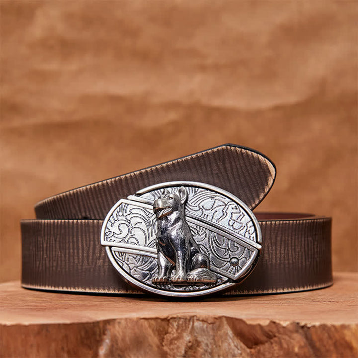 Cintura in pelle con coltello pieghevole nascosto fai da te Loyal Dog da uomo - Cane fedele - Cintura marrone anticata - 42 - image 7