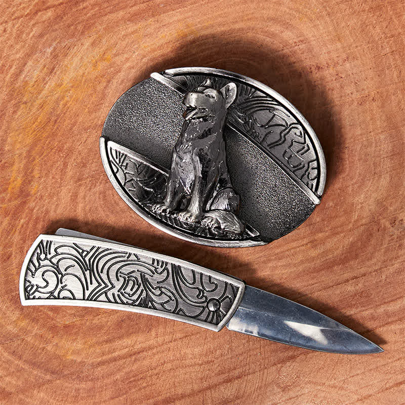 Cintura in pelle con coltello pieghevole nascosto fai da te Loyal Dog da uomo - image 1
