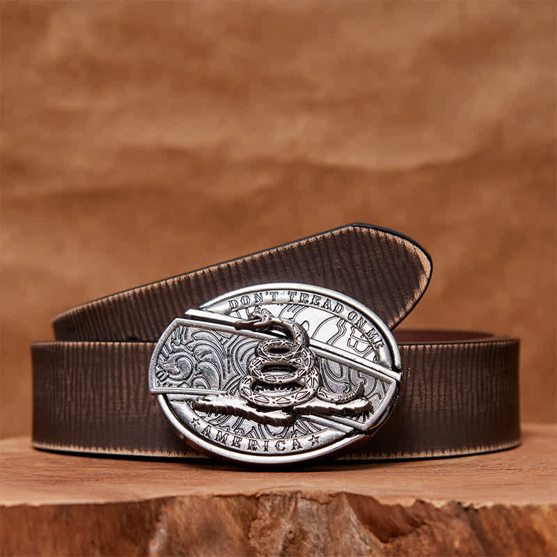 Cintura in pelle fai da te da uomo con coltello pieghevole nascosto Black Mamba - Mamba nero - Cintura marrone anticata - 42 - image 8