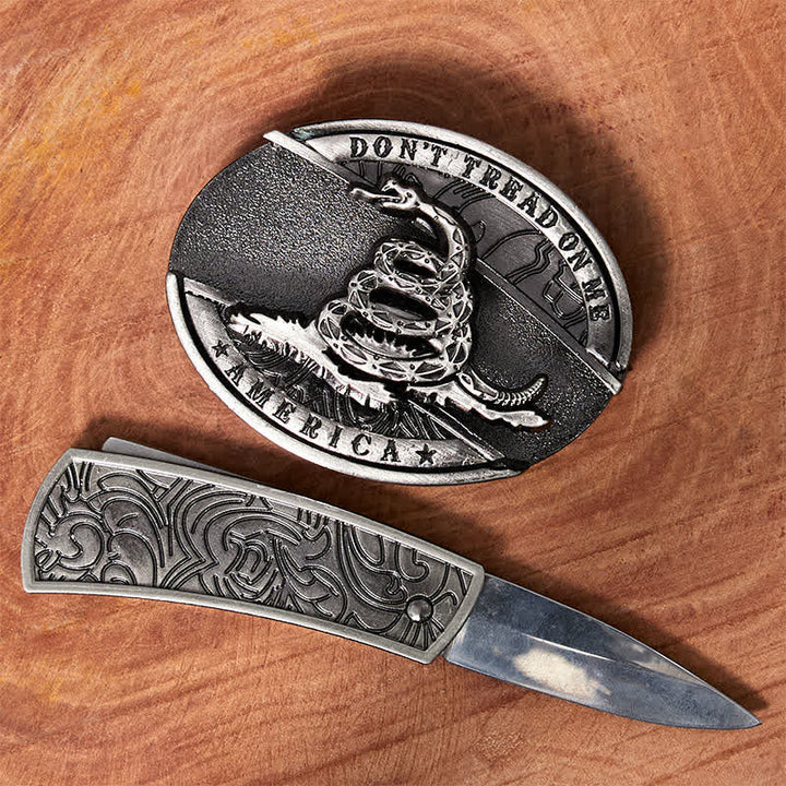 Cintura in pelle fai da te da uomo con coltello pieghevole nascosto Black Mamba