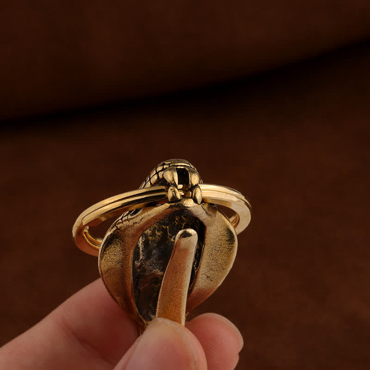 Portachiavi con clip da cintura in ottone massiccio raffigurante una testa di serpente