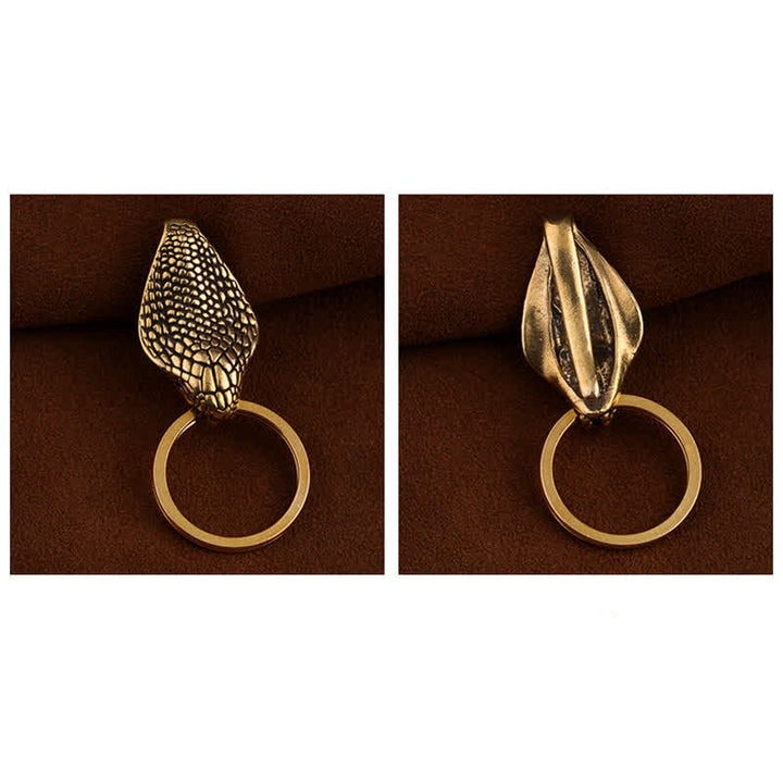 Portachiavi con clip da cintura in ottone massiccio raffigurante una testa di serpente - image 5