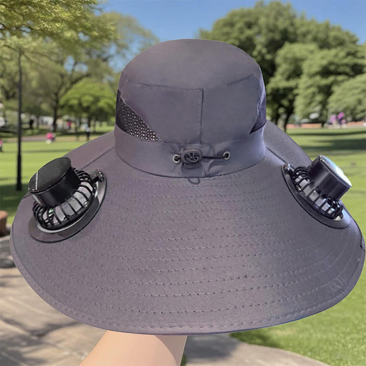 Cappello da pescatore estivo con doppi ventilatori ad energia solare