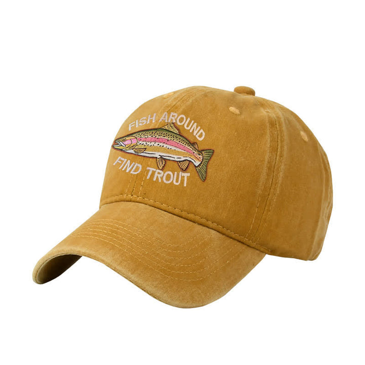 Cappellino da baseball regolabile ricamato "Fish Around Find Trout"