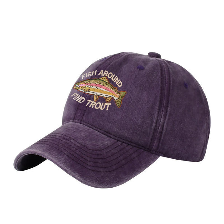Cappellino da baseball regolabile ricamato "Fish Around Find Trout"