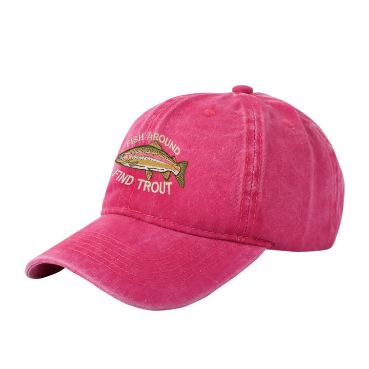 Cappellino da baseball regolabile ricamato "Fish Around Find Trout"
