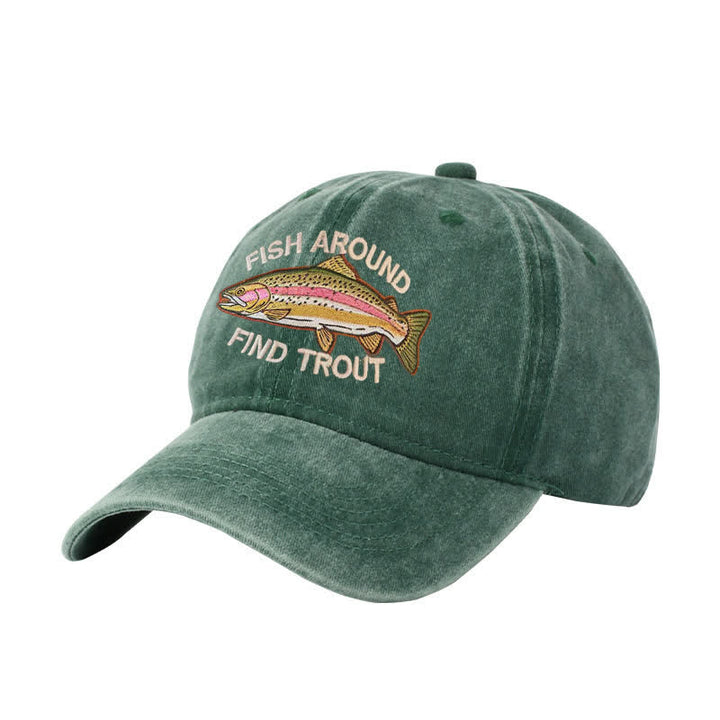 Cappellino da baseball regolabile ricamato "Fish Around Find Trout"