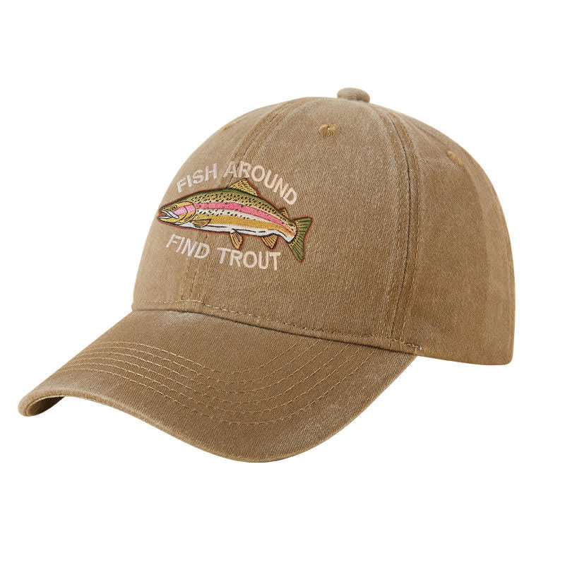 Cappellino da baseball regolabile ricamato "Fish Around Find Trout"
