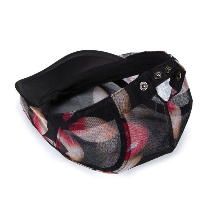Cappello basco da donna con motivo floreale traforato in rete