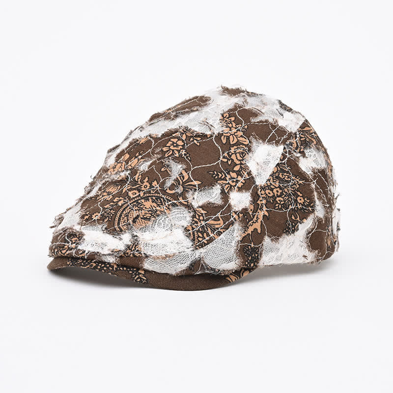 Cappello basco in tessuto a rete perforata retrò invecchiato