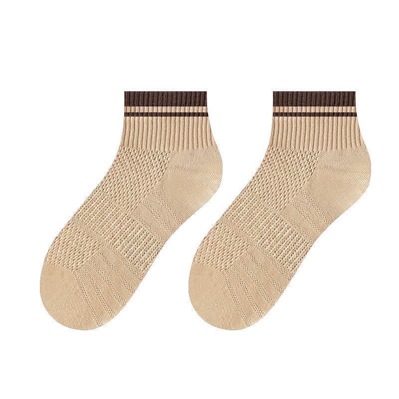 Calzini estivi corti e sottili da uomo con design a coste in rete - Cammello - 6 paia - Taglia unica (US 7 - US 9.5) - image 8