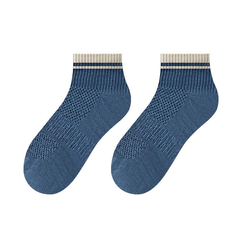 Calzini estivi corti e sottili da uomo con design a coste in rete - Blu - 6 paia - Taglia unica (US 7 - US 9.5) - image 13