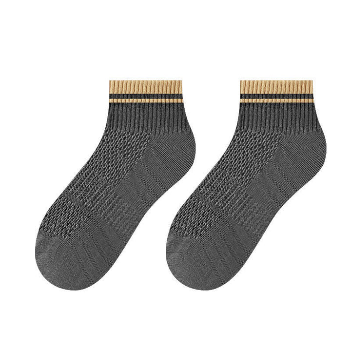Calzini estivi corti e sottili da uomo con design a coste in rete - Grigio scuro - 6 paia - Taglia unica (US 7 - US 9.5) - image 2