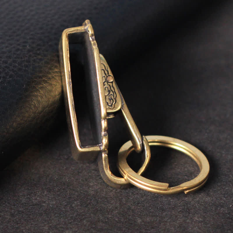 Portachiavi con fibbia in ottone massiccio e clip per cintura, modello vintage