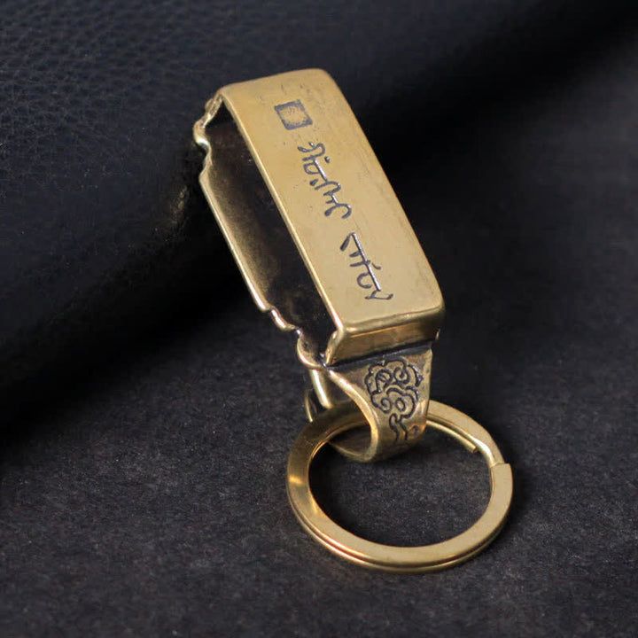 Portachiavi con fibbia in ottone massiccio e clip per cintura, modello vintage