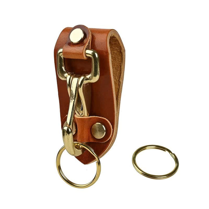 Portachiavi pratico in pelle sintetica PU, passante per cintura, colore arancione e marrone. - image 2