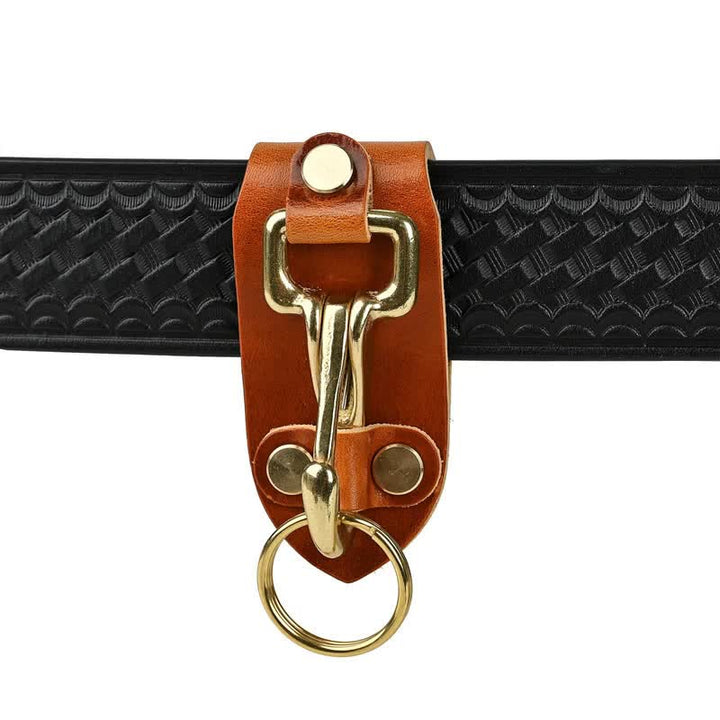 Portachiavi pratico in pelle sintetica PU, passante per cintura, colore arancione e marrone. - image 3