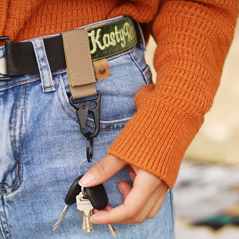 Portachiavi in nylon con passante per cintura tattica con chiusura a strappo - Cachi - image 0