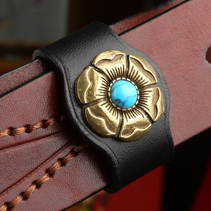Anello di fissaggio per cintura in vera pelle con decorazione per la vita