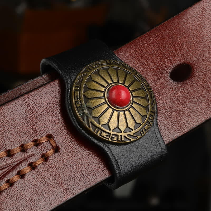 Anello di fissaggio per cintura in vera pelle con decorazione per la vita