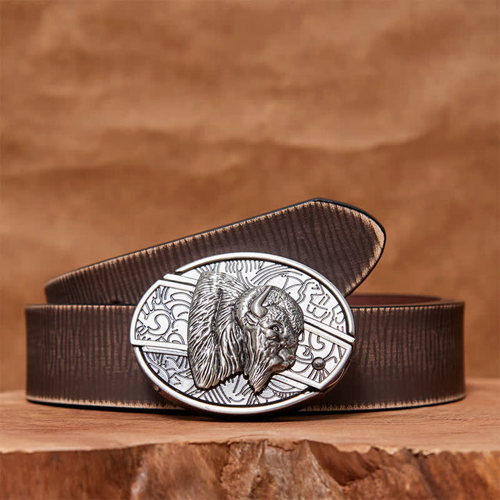 Cintura in pelle con coltello pieghevole nascosto fai da te Bison da uomo - Bisonte - Cintura marrone anticata - 42 - image 8
