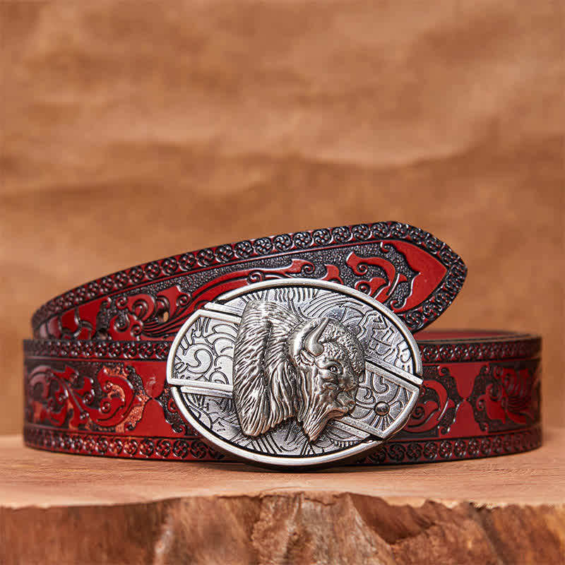 Cintura in pelle con coltello pieghevole nascosto fai da te Bison da uomo