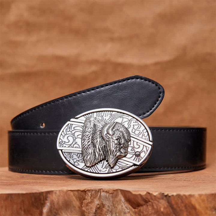 Cintura in pelle con coltello pieghevole nascosto fai da te Bison da uomo