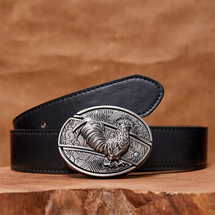 Cintura in pelle con coltello pieghevole nascosto fai da te a forma di gallo da uomo - Gallo - Cintura in PU nera - 42 - image 4