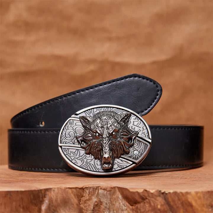 Cintura in pelle con coltello pieghevole nascosto a forma di testa di lupo fai da te da uomo