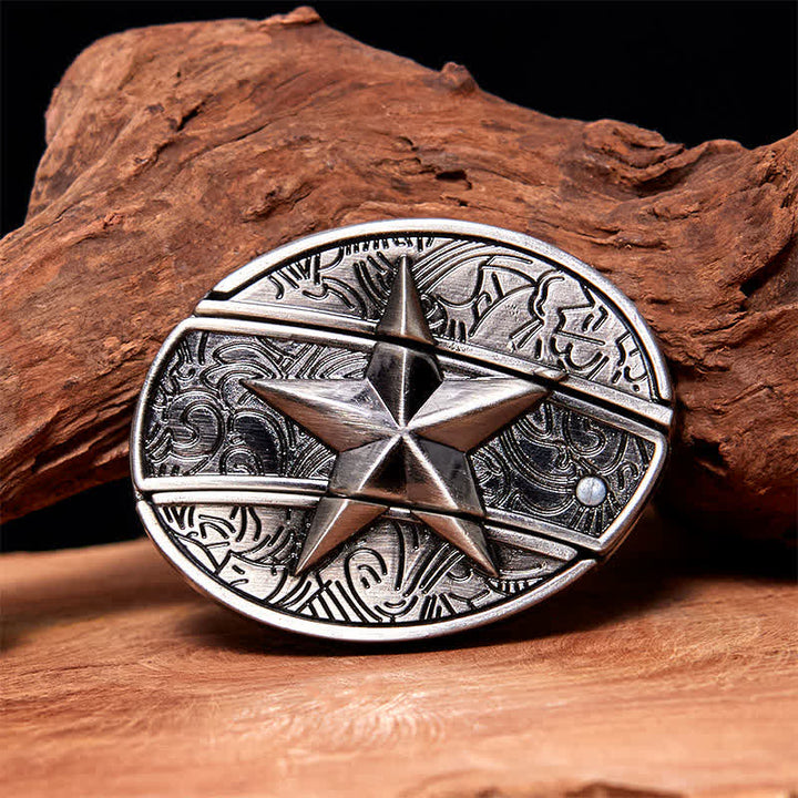 Cintura in pelle con coltello pieghevole nascosto a forma di pentagramma fai da te da uomo - Pentagramma - Senza cintura - Cintura non inclusa - image 0