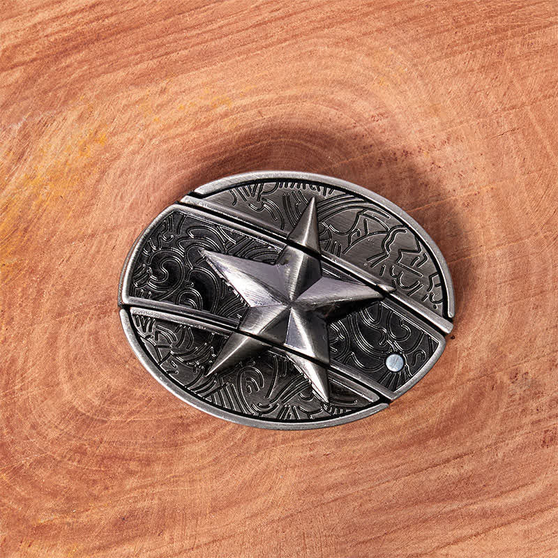 Cintura in pelle con coltello pieghevole nascosto a forma di pentagramma fai da te da uomo - image 2
