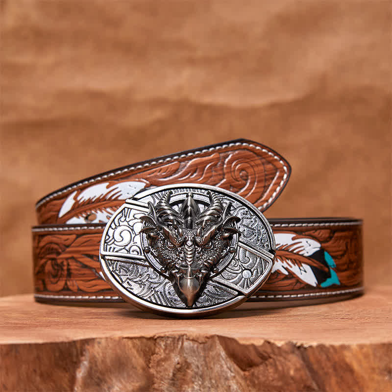 Cintura in pelle con coltello pieghevole nascosto Sharp Dragon fai da te da uomo