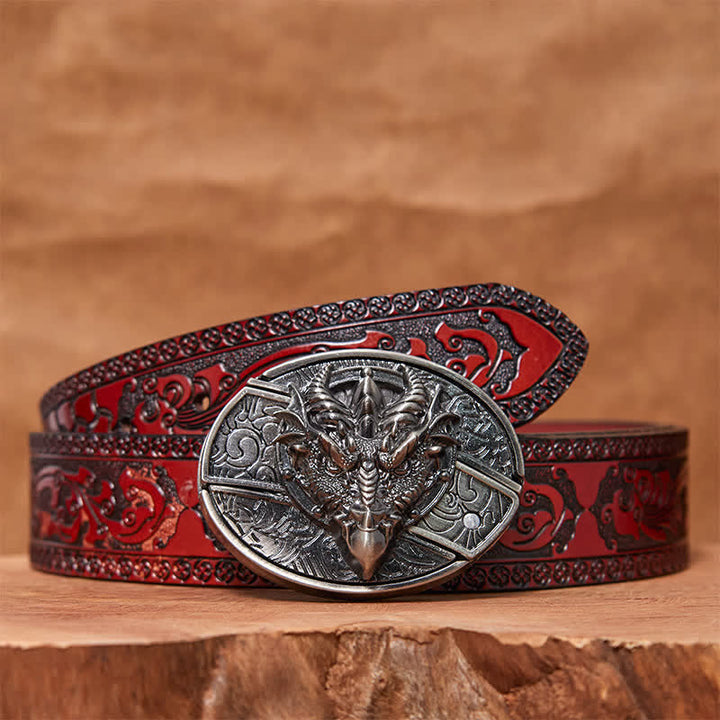 Cintura in pelle con coltello pieghevole nascosto Sharp Dragon fai da te da uomo - Drago affilato - Cintura marrone intagliata - 42 - image 4